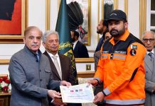 Prime Minister Muhammad Shehbaz Sharif distributing certificates of appreciation among the members of Pakistan's search and rescue teams who rendered services in the earthquake affected areas of Turkiye and Syria
