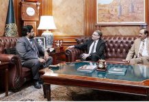 Governor of Sindha Kamran Tessori meeting with the President of the International Ombudsman Institute, Chris Field