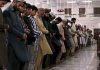 People offering Taraveeh prayers marking the start of holy month of Ramazan at Arambagh Mosque