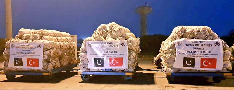 NDMA dispatches 11th cargo flight carrying 90ton of tents to Turkiye from Allama Iqbal Airport