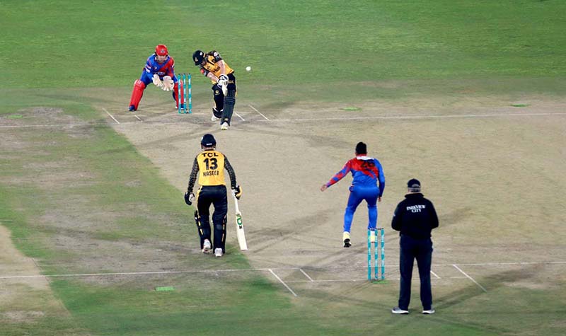 <em>A view of cricket match played between Peshawar Zalmi and Karachi kings teams during PSL 8 T20 cricket match at Pindi Cricket Stadium</em>