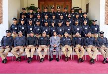 Federal Minister for Interior, Rana Sanaullah Khan in a group photo during his visit to National Police Academy