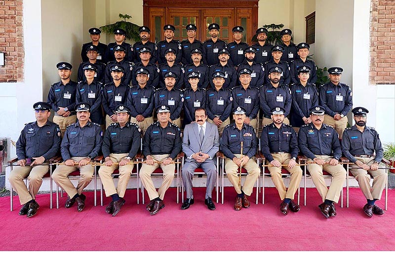 Federal Minister for Interior, Rana Sanaullah Khan in a group photo during his visit to National Police Academy