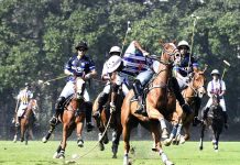 A view of Polo match between Newage Cables and Master Paints during Century Ventures National Open Polo Championship 2023 at Polo club