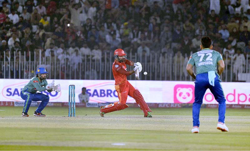 A view of PSL 8 T20 cricket match between Multan Sultans and Islamabad United teams at Rawalpindi Cricket Stadium