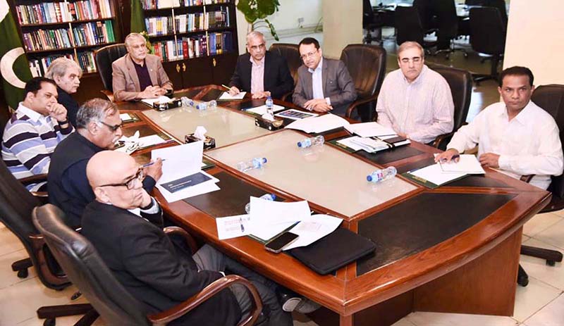 Federal Minister for Finance and Revenue Senator Mohammad Ishaq Dar chairs a meeting on revenue performance of FBR, at Finance Division