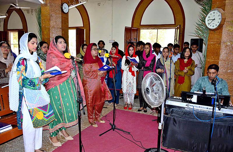 Christians community attending special service to celebrate Palm Sunday at St. Thomas church, Civil Line