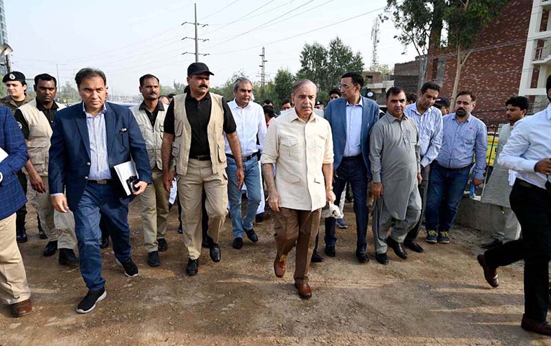 Prime Minister Muhammad Shehbaz Sharif visiting Lahore Bridge Construction site