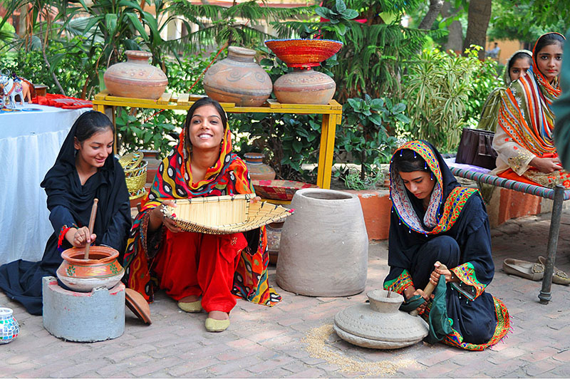 During the learning festival at the Government Muslim Boys High School, students showcased the culture of their village through a stall demonstration