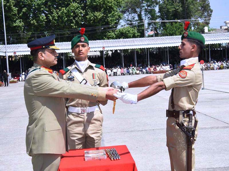 COAS, General Syed Asim Munir, awarded the coveted Sword of Honour to Academy Senior under Officer Abdullah Bin Tariq during 147th PMA Long Course, 13th Mujahid Course, 66th Integrated Course, 6th Basic Military Training Course and 21st Lady Cadet Course at Pakistan Military Academy (PMA)