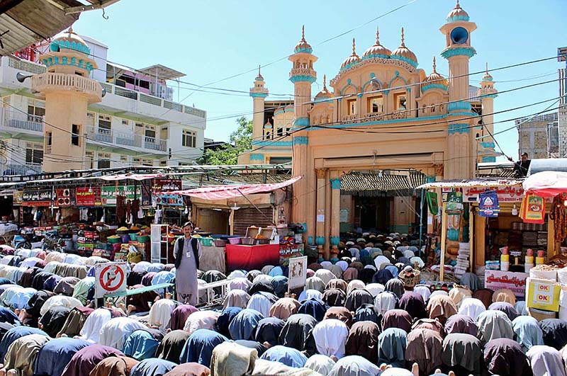 A large number of faithful offering last Namaz-e-Juma (Last Friday Prayers) in the Holy Fasting Month of Ramzan-ul-Mubarak