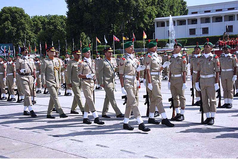 COAS, General Syed Asim Munir, reviews the Passing Out parade of cadets of 147th PMA Long Course, 13th Mujahid Course, 66th Integrated Course, 6th Basic Military Training Course and 21st Lady Cadet Course at Pakistan Military Academy (PMA)