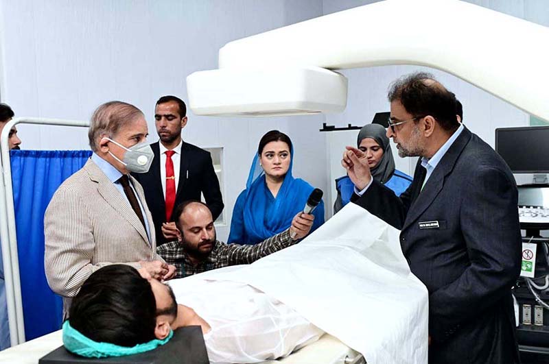Prime Minister Muhammad Shehbaz Sharif during a visit to different wards of institute of Urology and Transplantation Rawalpindi interacted with patients under treatment.