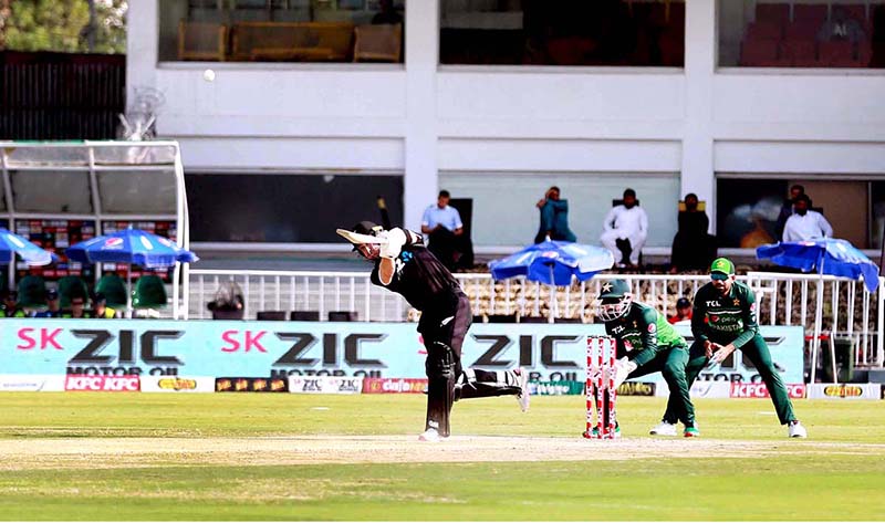 The Pakistani and New Zealand cricket players were seen in action during the first One Day International (ODI) match held at the Pindi Cricket Stadium