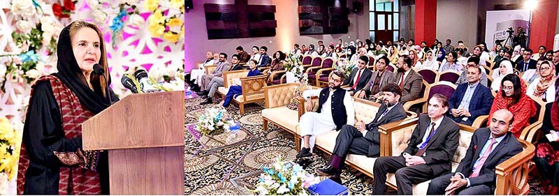 First Lady Begum Samina Alvi addressing an awareness seminar in connection with World Autism Awareness Day at a hospital