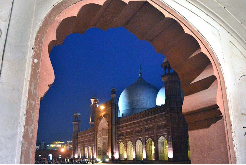 The Badshahi Mosque is adorned with countless lights, enhancing its already stunning appearance and creating a truly breathtaking spectacle during holy month of Ramadan