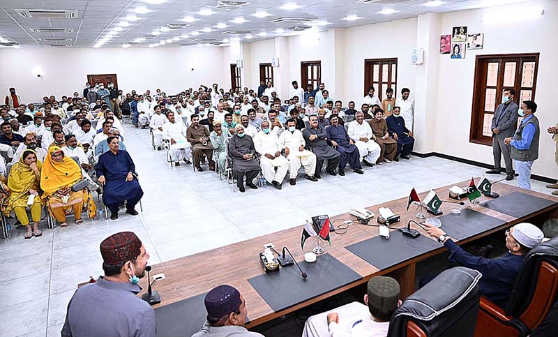 Former President of Pakistan and President PPPP Asif Ali Zardari addressing during General Workers Meeting of PPP District Shaheed Benazirabad at Zardari House Nawab Shah