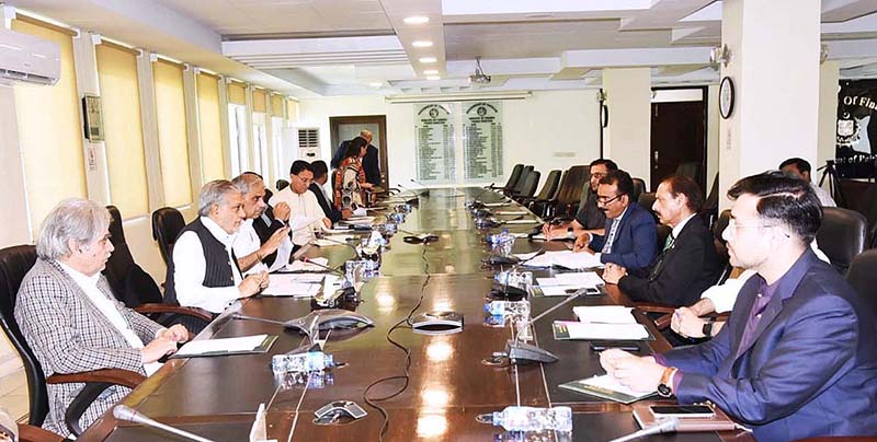 Federal Minister for Finance and Revenue Senator Mohammad Ishaq Dar chairs a meeting on reforms in Energy Sector at Finance Division