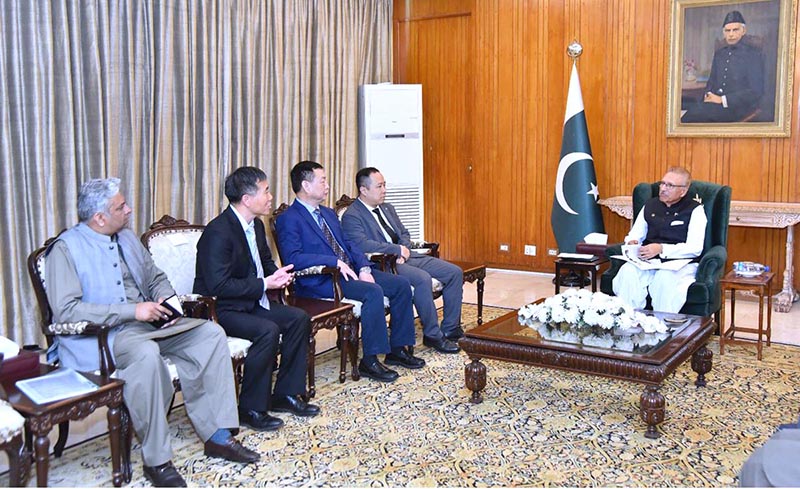 A delegation of a Chinese Company (Easyway Innovation Technology Company Ltd), led by its CEO, Mr. Joe Hanyu, call on President Dr Arif Alvi, at Aiwan-e-Sadr