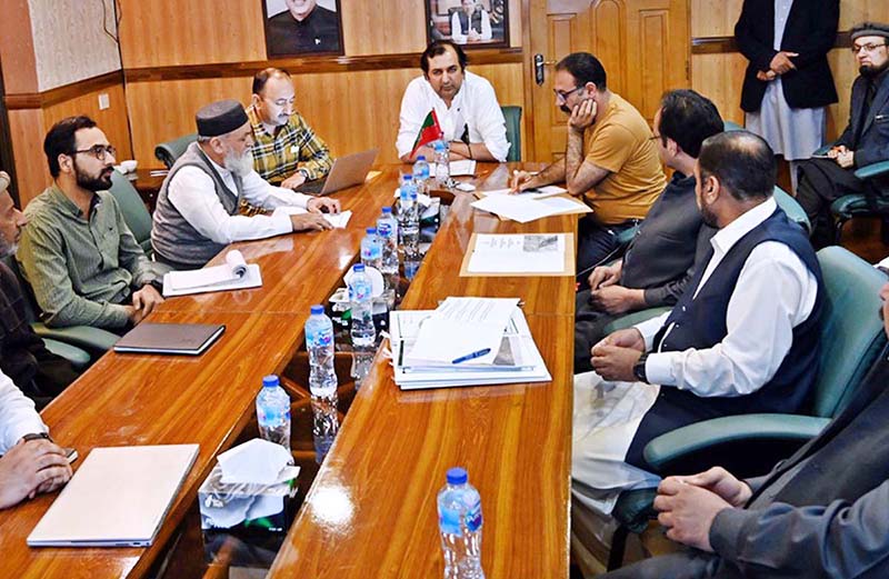 Chief Minister Gilgit-Baltistan Khalid Khurshid Khan charing a meeting regarding the Hanzel Power Project at CM Secretariat