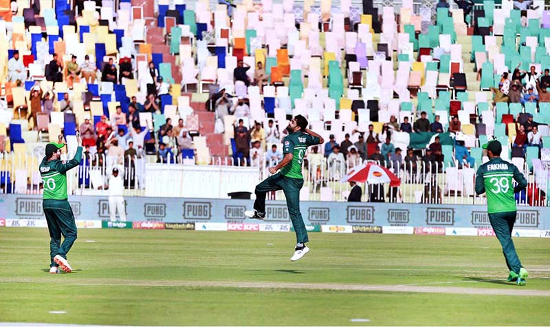The Pakistani and New Zealand cricket players were seen in action during the first One Day International (ODI) match held at the Pindi Cricket Stadium