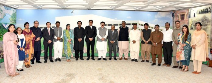 Chairman Senate, Muhammad Sadiq Sanjrani in group photo with National Lobbying Delegation for Minority Rights at Parliament House.