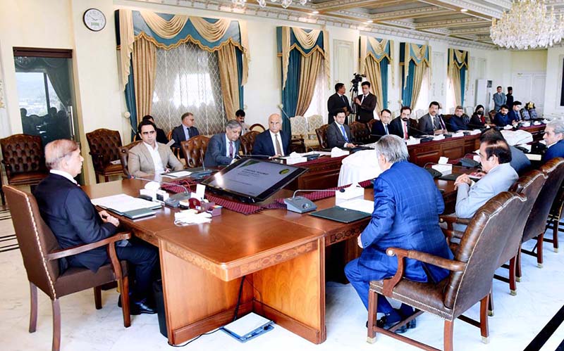Prime Minister Muhammad Shehbaz Sharif chairs a meeting to review progress on installation of Track and Trace System in the cigarette manufacturing sector and implementation of policy measures to increase tax collection