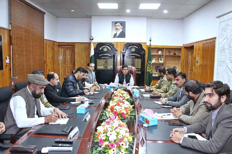 Secretary Home Gilgit-Baltistan Rana Muhammad Saleem Afzal chairing a meeting regarding the security during the Chand Raat and Eid-ul-Fitr