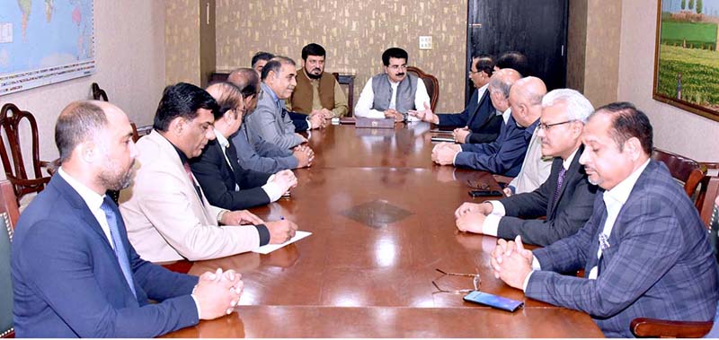 Chairman Senate, Muhammad Sadiq Sanjrani in a meeting with Haji Ghulam Ali, Governor Khyber Pakhtunkhwa along with a delegation of business community at Parliament House