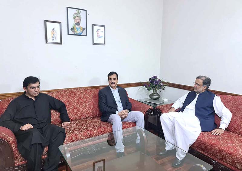 Delegation of Pakistan People’s Party headed by Syed Yousaf Raza Gilani call on Chairman National Democratic Movement, Mohsin Dawa
