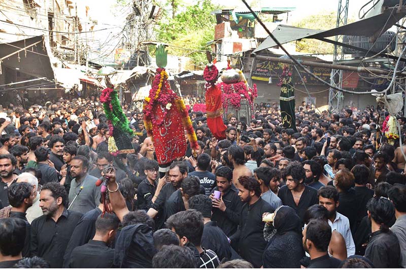 A large number of people attend the main procession to mark the Youm-e-Ali (RA) as the Martyrdom day of Hazrat Ali (RA) observed in the city