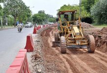 Machinery being used for extension work of Park Road during development work in Federal Capital