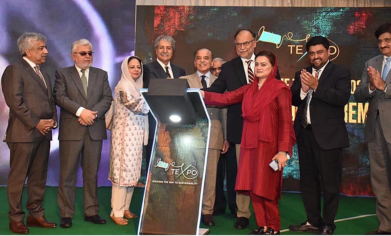 Prime Minister Muhammad Shehbaz Sharif inaugurating Textile Expo (TEXPO) 2023 held in Expo-Centre