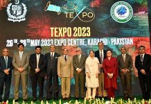 Prime Minister Muhammad Shehbaz Sharif in a group photo with Federal Ministers, Governor and Chief Minister Sindh and organizers of Textile Expo (TEXPO) 2023