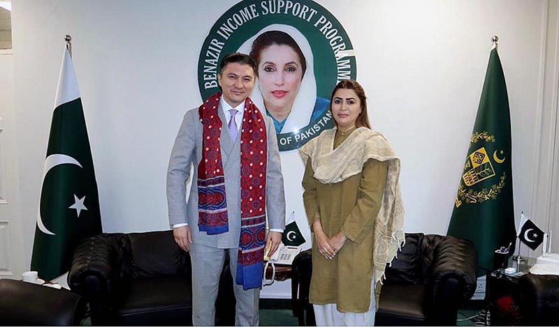 Ambassador of the Republic of Kazakhstan to Pakistan H.E. Yerzhan Kistafin called on the Federal Minister for Poverty Alleviation and Social Safety & Chairperson Benazir Income Support Programme Ms. Shazia Marri at BISP headquarters