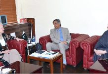 Minister for Law and Justice Senator Azam Nazir Tarar and Parliamentary Secretary Law and Justice Division Mehnaz Akbar Aziz in a meeting with Dr. Riina Kionka, Ambassador of European Union to Pakistan