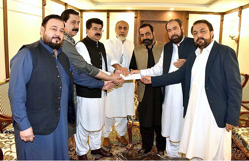 Senator Hidayatullah Khan OF ANP extending invitation to the members of Balochistan Awami Party (BAP) for an All-Parties Conference (APC) convened by the Awami National Party (ANP) on May 3rd, at Parliament House