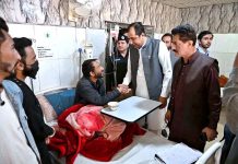 Chief Minister Gilgit-Baltistan Khalid Khurshid Khan meeting with patients during his visit to RHQ Hospital
