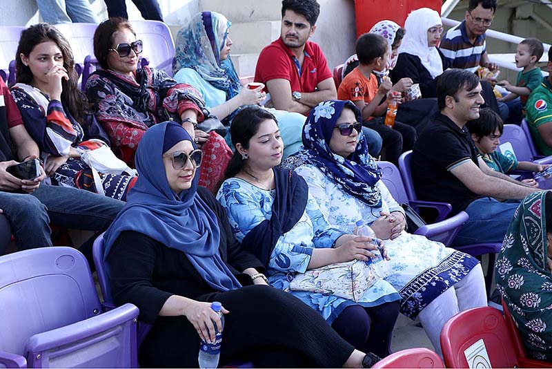 Spectators watching 5th and final One-Day International (ODI) cricket match between Pakistan and New Zealand teams at the National Stadium