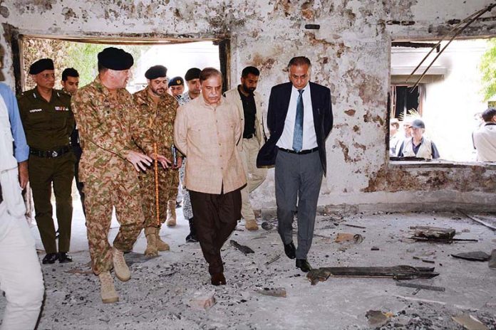 Prime Minister Muhammad Shehbaz Sharif visits Jinnah House Lahore set ablaze by violent mob