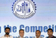 Chairman Cutlery Association Shakeel Azam presenting a cutlery set to Chief Executive Pakistan Business Council (PBC) during the launching ceremony of "Study for Enhancing the Competitiveness of Cutlery Sector of Pakistan