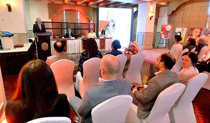 Ambassador of Czech Republic to Pakistan Tomáš Smetánka addressing to the launching ceremony of web page of the art project 