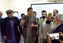Chief Minister Gilgit-Baltistan Khalid Khurshid Khan addressing during Inauguration ceremony of the College of Physicians & Surgeons Pakistan (CPSP) Regional Center