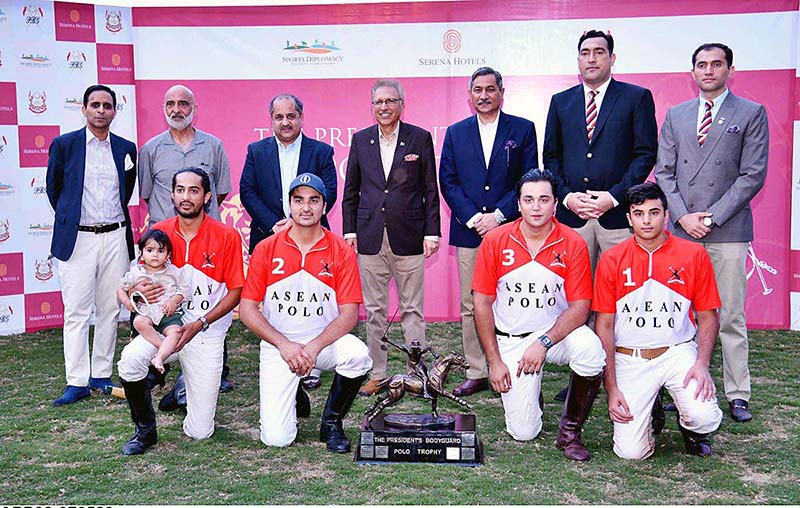 President Dr. Arif Alvi and Begum Samina Alvi watching the final of the President’s Bodyguard Polo Cup 2023 at Islamabad Club Polo Ground