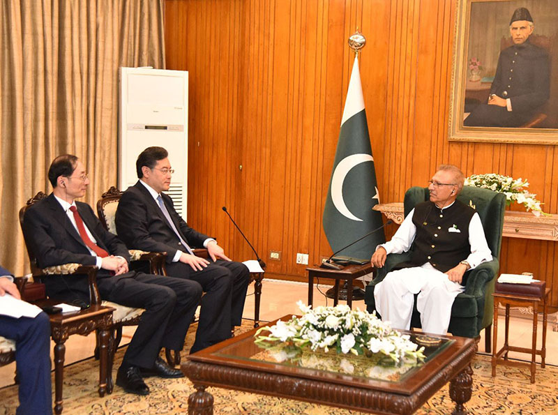 State Councilor and Minister of Foreign Affairs of China, Mr. Qin Gang along with his delegation called on President Dr. Arif Alvi, at Aiwan-e-Sadr