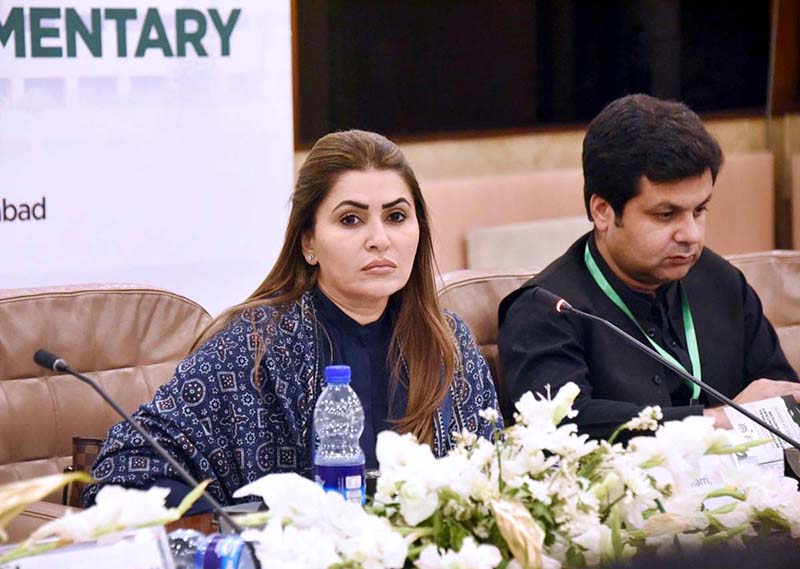 Federal Minister for Poverty Alleviation and Social Safety & Chairperson Benazir Income Support Programme (BISP), Shazia Marri, chairs the International Parliamentary Convention on "My Constitution Guarantee of My Freedom" in the National Assembly of Pakistan