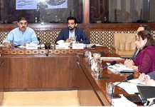 Senator Anwaar Ul Haq Kakar, Chairman Senate Standing Committee on Overseas Pakistanis and Human Resource Development presiding over a meeting of the committee at Parliament House