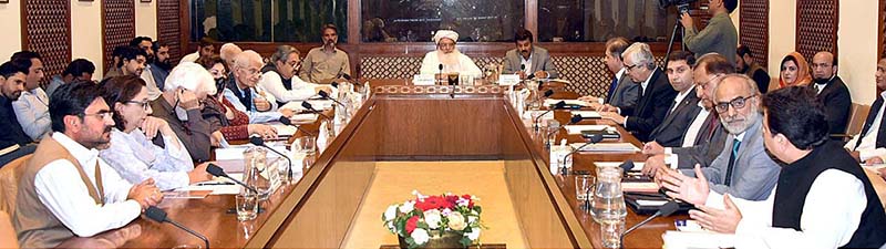Senator Atta Ur Rehman, Chairman Senate Standing Committee on Planning, Development and Special Initiative presiding over a meeting of the committee at Parliament House