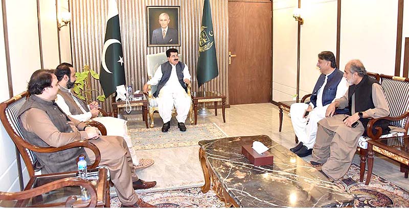 Chairman Senate, Muhammad Sadiq Sanjrani exchanging views with Former Governor Baluchistan, Abdul Qadir Baloch at Parliament House