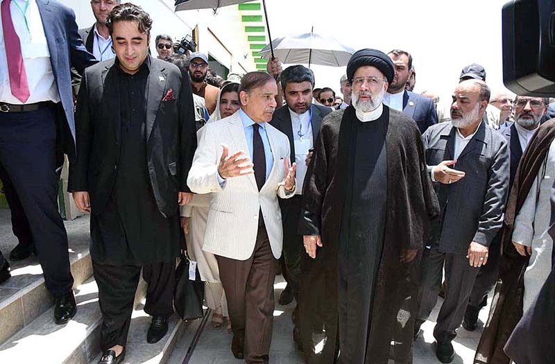 Prime Minister Muhammad Shehbaz Sharif and Iranian President Ebrahim Raisi visiting Iranian side of the Mand-Pishin Joint Border Market at Pakistan Iran Border